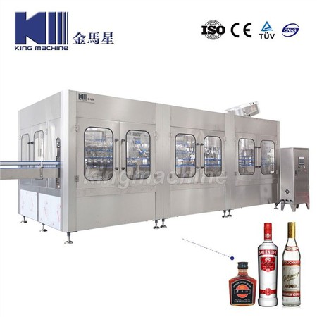 Full Automatic Glass Bottle Alcohol Drink Bottling Sealing Labeling Packing Machine